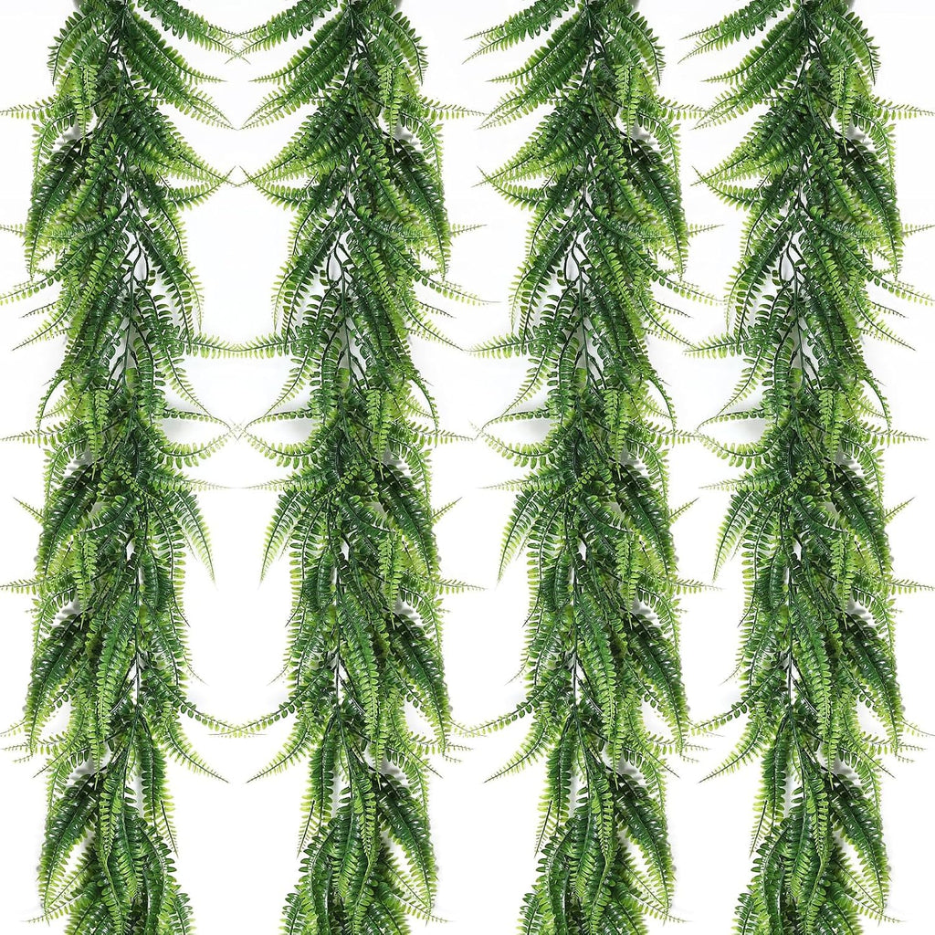 recutms 4pc artificial boston ferns garland 5.8ft green, main product view