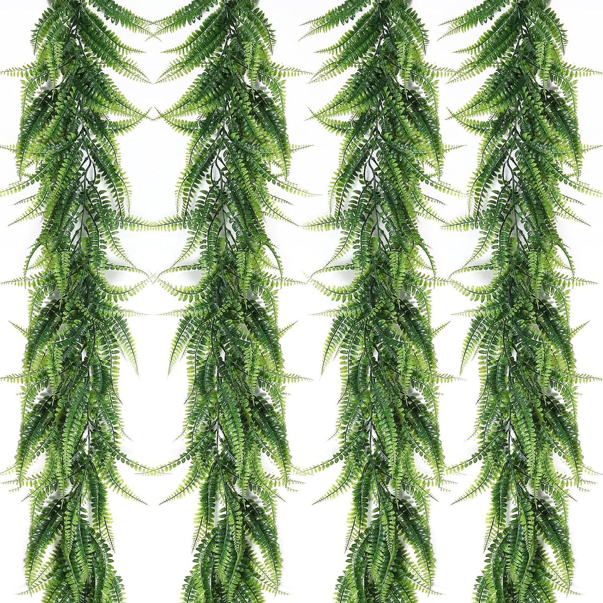 recutms 4pc artificial boston ferns garland 5.8ft green, main product view