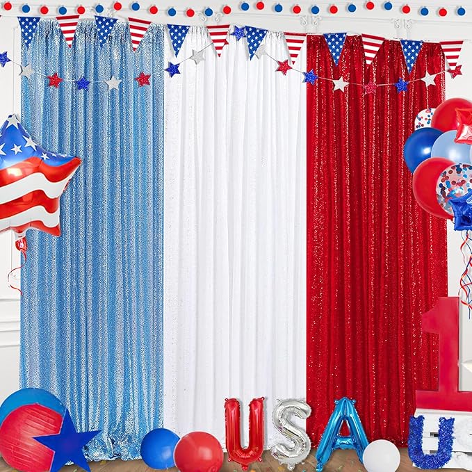 White Sequin Backdrop Curtain 4 Pack 2ft x 8ft Backdrop Birthday Party Backdrop Wedding Ceremony Background