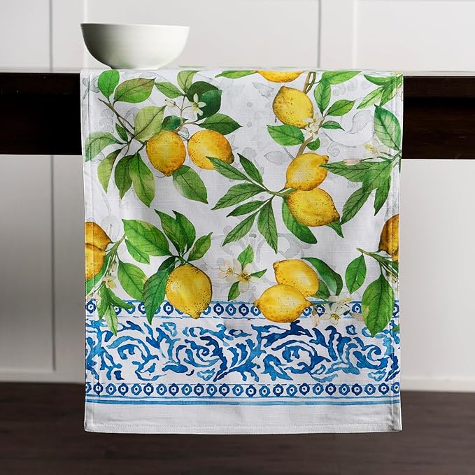 Maison d' Hermine Table Runner 100% Cotton Double Layer Table Runners 108 inches Long Decorative for Home Kitchen Dining Party Baby Shower Wedding Bridal Shower Spring Summer (Cedrat, 14.50" x 108")