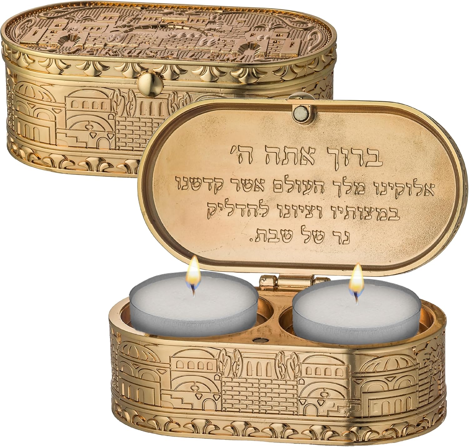 Metal Travel Size Candlesticks with Cover 1.6 * 3.5 Inch Jewish Shabbat Metal Travel Candle Holders…