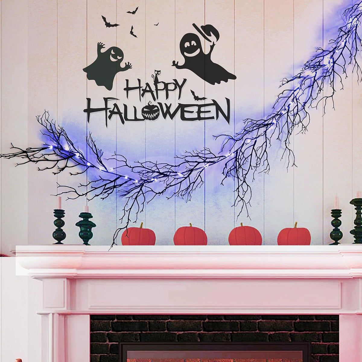 hamifinee halloween dead branch garland with timer 2 on a desk or shelf