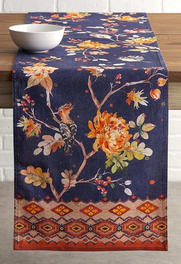 Maison d' Hermine Table Runner 100% Cotton Double Layer Table Runners 72 inches Long for Thanksgiving Christmas Decorations Home Kitchen Dining Party Wedding (Kelim - Infinity, 14.5" x 72")