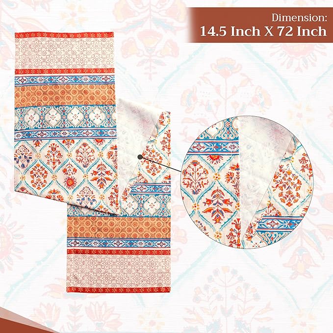 Maison d' Hermine Table Runner 100% Cotton Single Layer Table Runners 72 inches Long for Thanksgiving Christmas Decorations Home Kitchen Dining Party Wedding (Romane, 14.5" x 72")