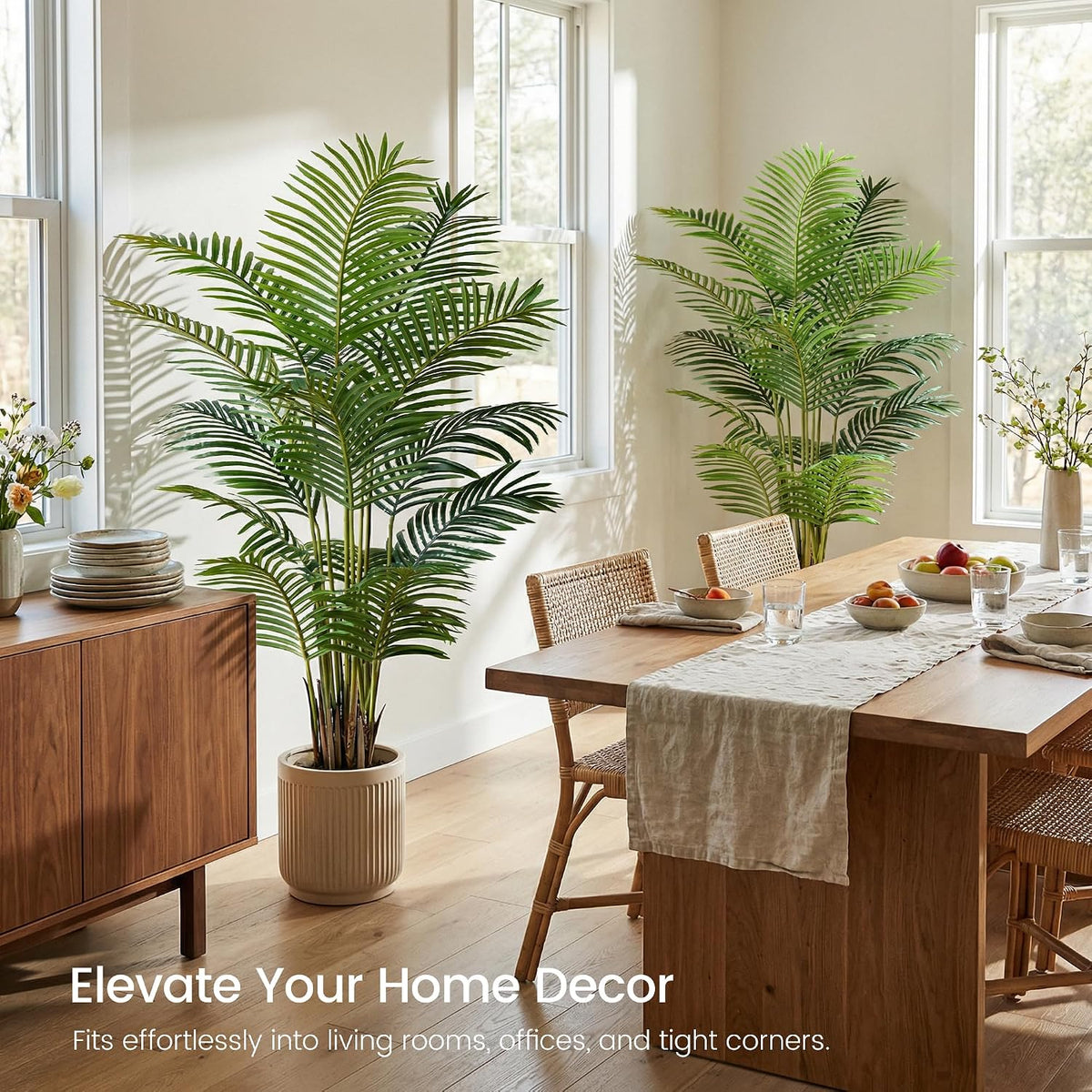 6ft 2-pack artificial areca palm plant in pot, front angle view