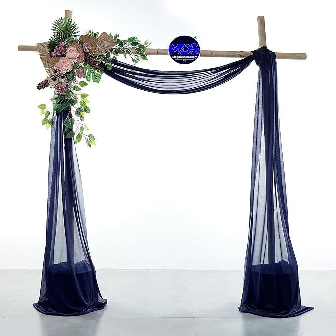 MDS Halloween Chiffon Draping Fabric - 1 Panel, 30" Wide x 50ft Long - Sheer Spooky Arbor & Canopy Drapery for Haunted House Backdrops, Party Ceilings, DIY Costumes & Themed Events - Navy Blue