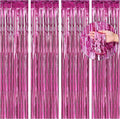 BTSD-home 4 Pack Pink Fringe Curtain, Metallic Photo Booth Backdrop Tinsel Door Curtains for Wedding Birthday Bridal Shower Baby Shower Bachelorette Christmas Party Decorations(8ft x 3ft)