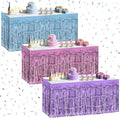 3 Pack Light Pink & Blue & Purple Table Skirts, 29x108" Metallic Foil Tinsel Fringe Table Skirt for Rectangle Tables Streamer Curtains Backdrop, Party Decorations for Birthdays, Weddings, Holidays