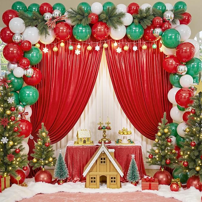20x10ft Thick Red Glitter Backdrop Curtain Panels for Parties, Wrinkle Free Sequin Sparking Photo Backdrop Drapes, 4 Panels 5x10ft Shimmer Back Drop Cloth for Wedding Birthday Photography