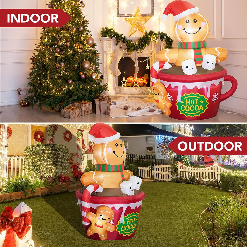 zpisf 6 ft christmas inflatables outdoor decorations, cute, front angle view