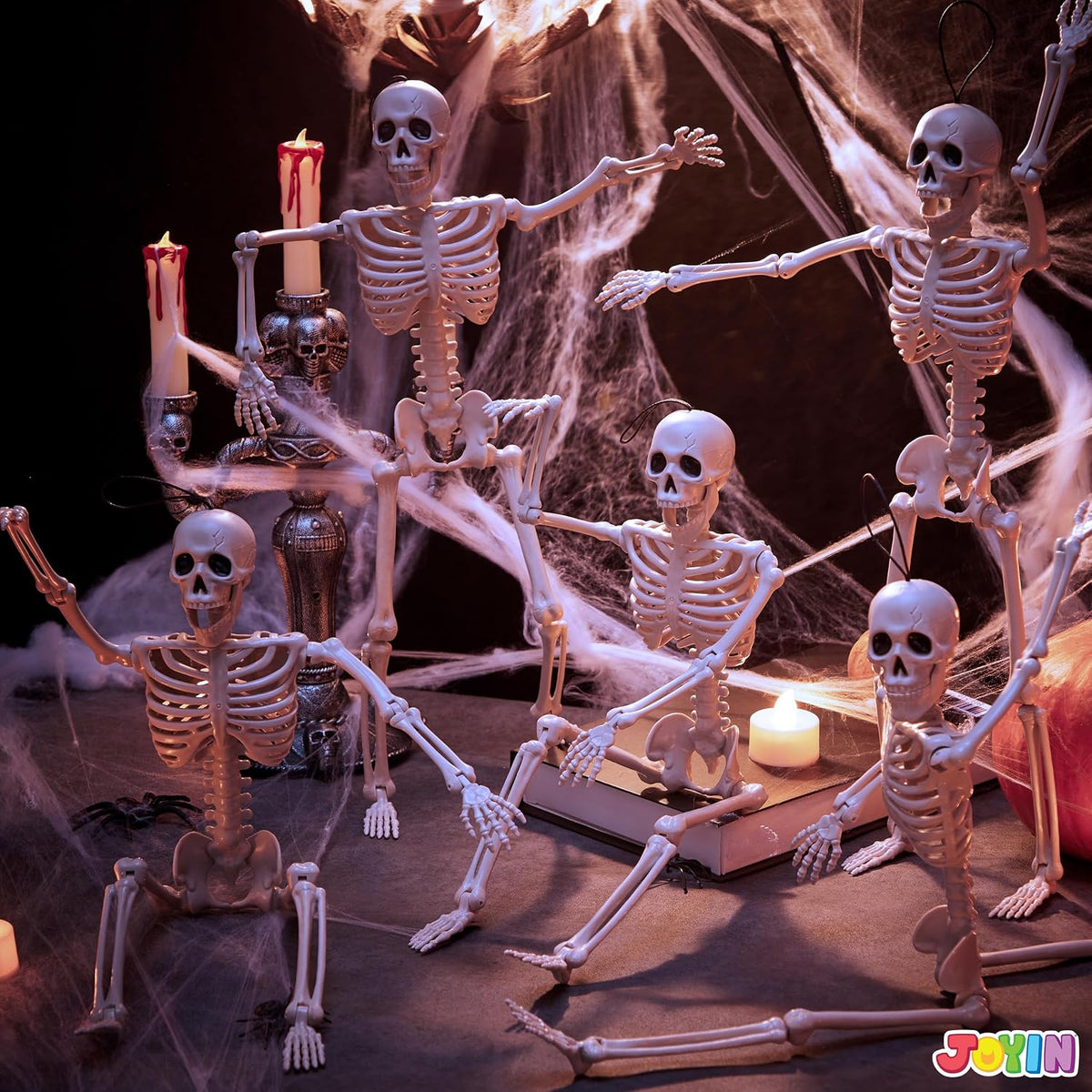 joyin 5 pcs posable halloween skeleton decor 16 on a desk or shelf
