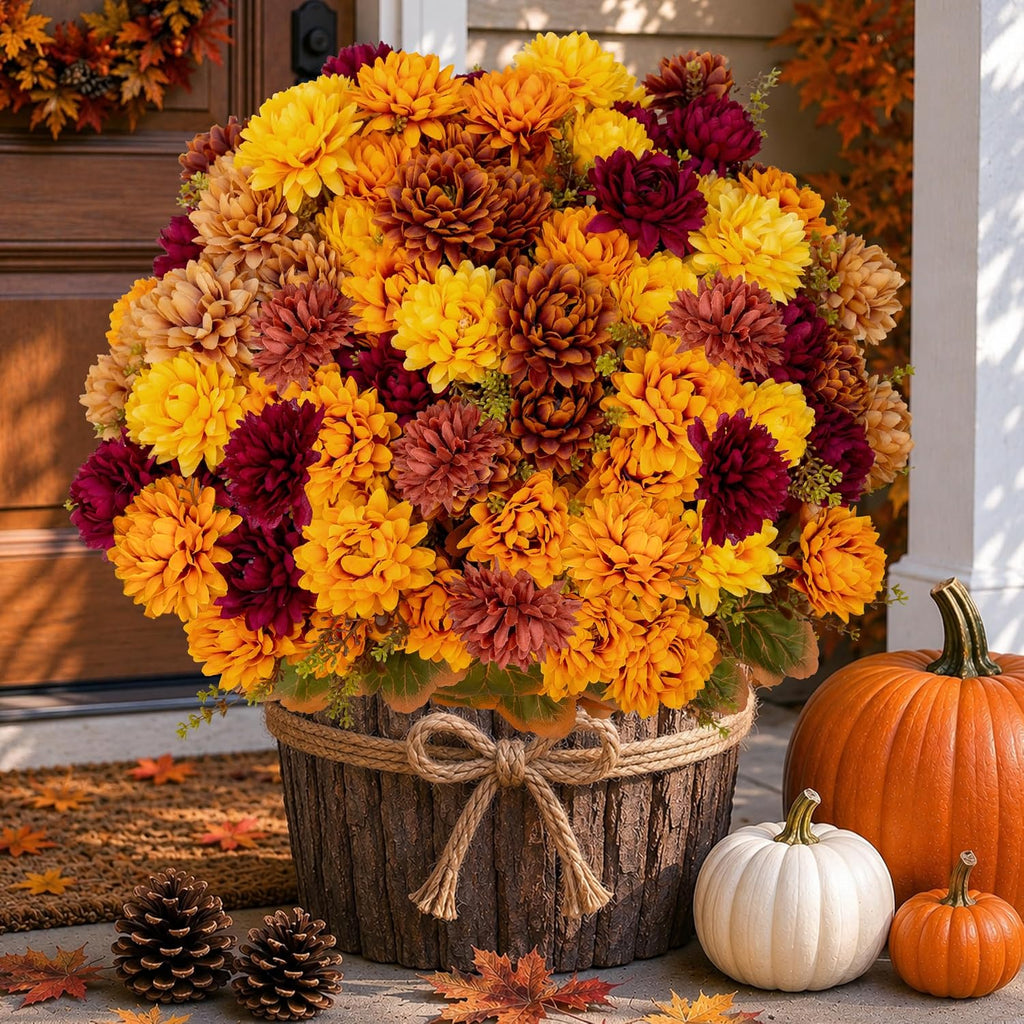 axylex artificial mums for outdoors, 12 bundles fake, main product view