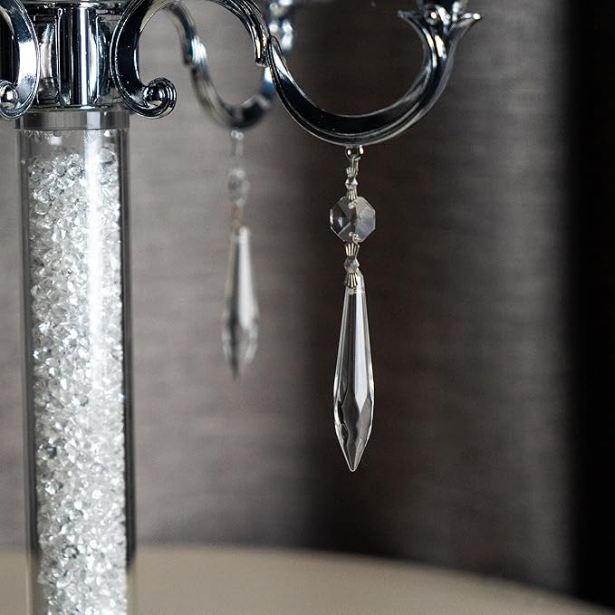 HDCRYSTALGIFTS 20Pcs Chandelier Icicle Crystal Prisms with Bead Crystals Lighting Lamp Replacement Parts (63mm, Clear)