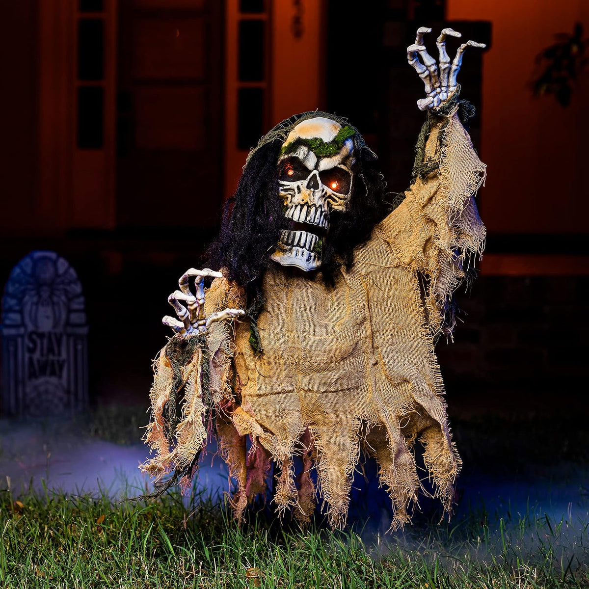 JOYIN Halloween Decoration Outdoor Animated Zombie Groundbreaker, Light-up Sk...
