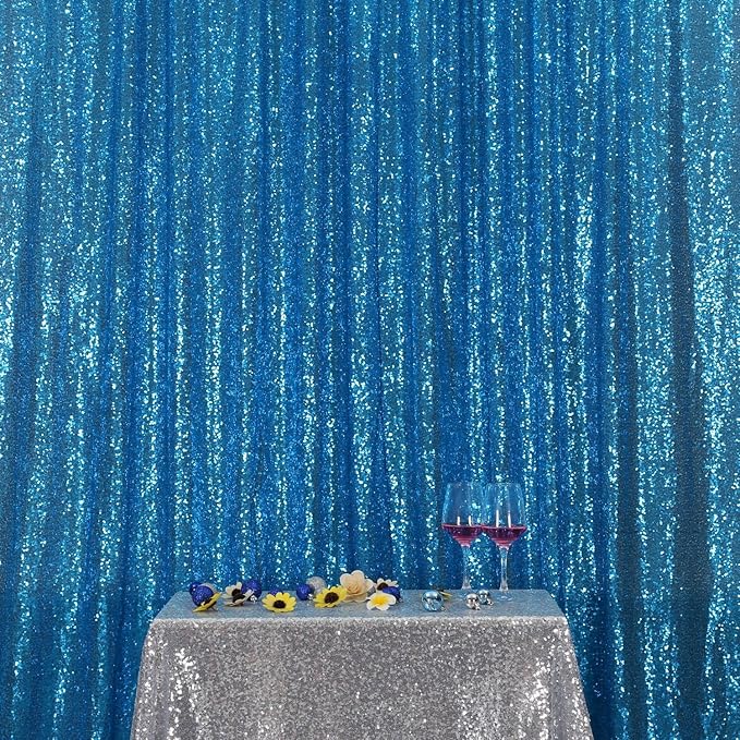 Poise3EHome 8FT x 10FT Sequin Photography Backdrop Curtain for Party Decoration, Turquoise