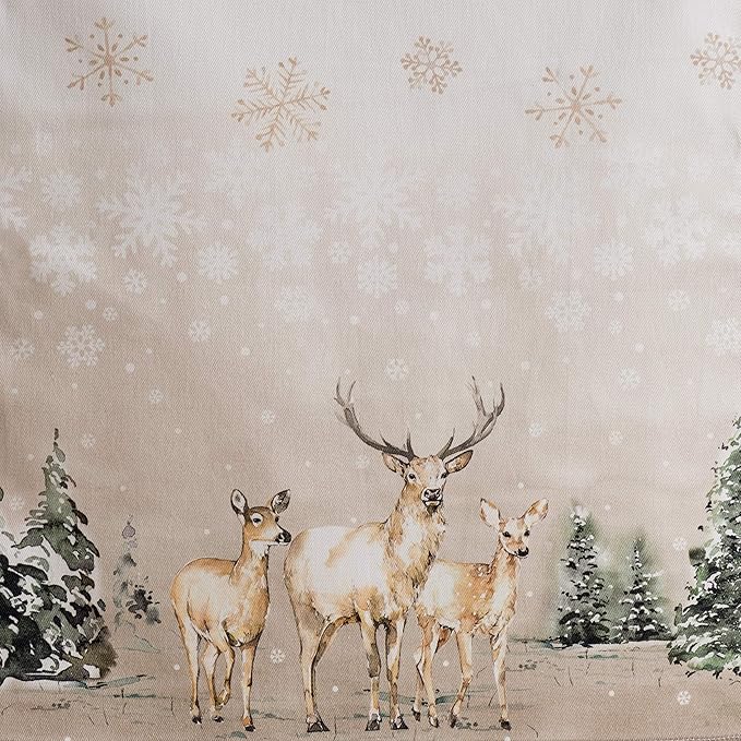 Maison d' Hermine Table Runner 100% Cotton Single Layer Table Runners 48 inches Long for Thanksgiving Christmas Decorations Home Kitchen Dining Party Wedding (Deer in The Woods, 14.5" x 48")