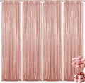 Rose Gold Sequin Backdrop Curtain 4 Pieces 2FTx8FT Glitter Photography Backdrop for Party Wedding Birthday Christmas Decorations