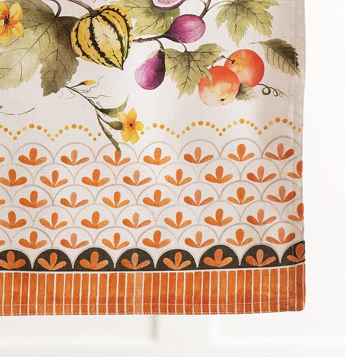 Maison d' Hermine Table Runner 100% Cotton Double Layer Table Runners 108 inches Long for Thanksgiving Christmas Decorations Home Kitchen Dining Wedding (Pumpkin Garden - Cloudy Cream, 14.5" x 108")