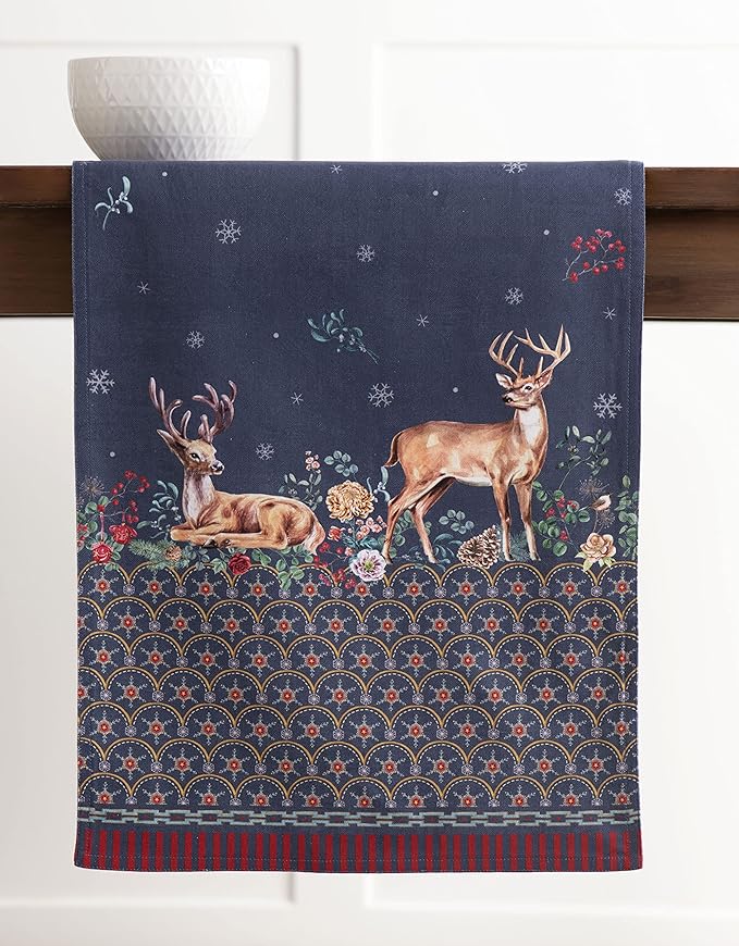 Maison d' Hermine Table Runner 100% Cotton Double Layer Table Runners 108 inches Long for Thanksgiving Christmas Decorations Home Kitchen Dining Party Wedding (Christmas Joy, 14.5" x 108")
