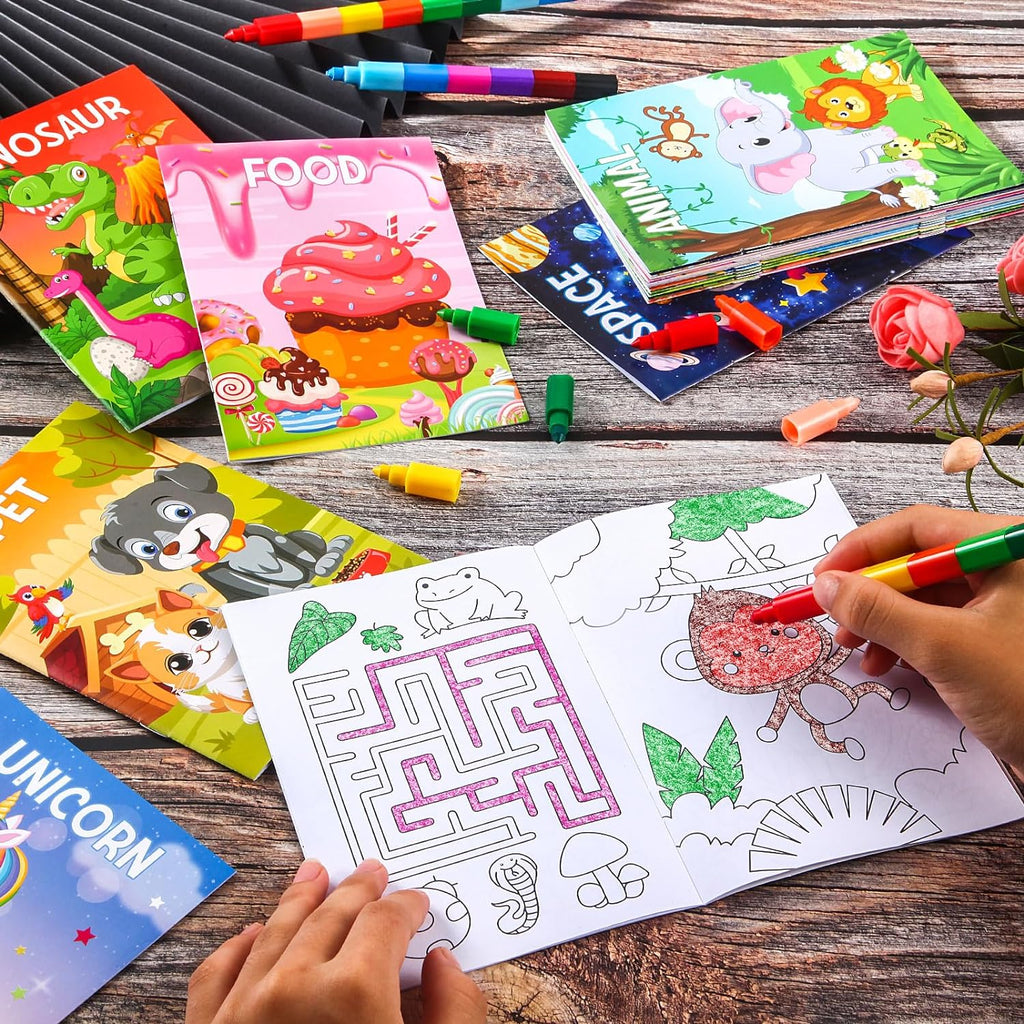 BenLouis Coloring Books Party Favors Bulk Mini Coloring Books for Kids Ages 4-8-12 Small Activity Books For Birthday Party Gifts Goodie Bags Stuffers Classroom Travel Activity（24pcs Classic）