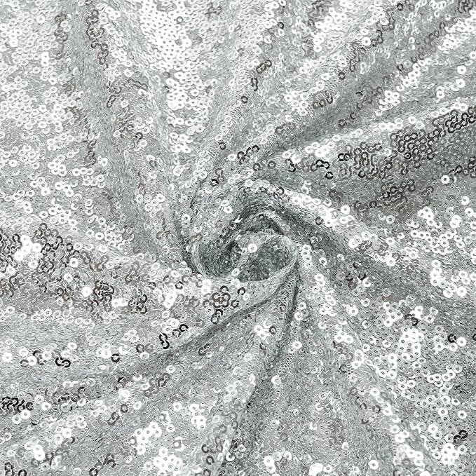 Eternal Beauty Sequin Backdrop Curtains, 2x8 Ft-2 Panels Silver Back Drop for Shimmer Photography Party Wedding Birthday Decor