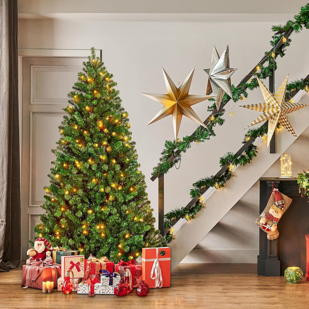 yaheetech 6ft pre-lit christmas tree with 300 warm, view 9