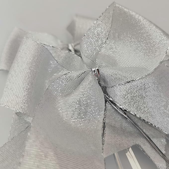 36pcs 4-1/2" Metallic Silver Bows with Twist Ties for Gift Wrapping Packing Christmas Decoration (4.5",Silver)