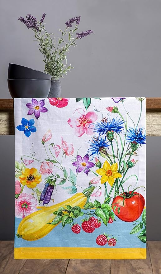 Maison d' Hermine Table Runner 100% Cotton Single Layer Table Runners 72 inches Long Decorative for Home Kitchen Dining Party Baby Shower Wedding Bridal Shower Spring Summer (Giverny, 14.50" x 72")