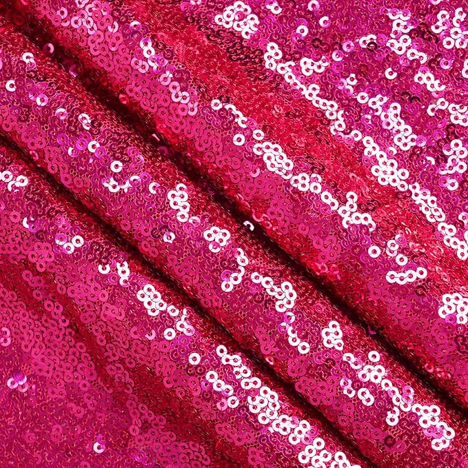 Eternal Beauty Hot Pink Sequin Backdrop, 6x8 Ft Glitter Background Curtains for Shimmer Photography Party Wedding Birthday Back Drop Decor