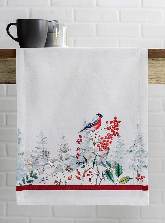 Maison d' Hermine Table Runner 100% Cotton Single Layer Table Runners 48 inches Long Decorative for Home Kitchen Dining Party Baby Shower Wedding Bridal Shower (Morzine, 14.50" x 48")
