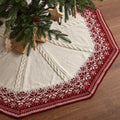 48 inch Christmas Tree Skirt: Cable Knit Tree Skirt with Red White Snowflake Polygon Edge, Tree Skirt for 7.5ft Tree, Vintage Tree Skirts, Rustic Farmhouse Christmas Decorations
