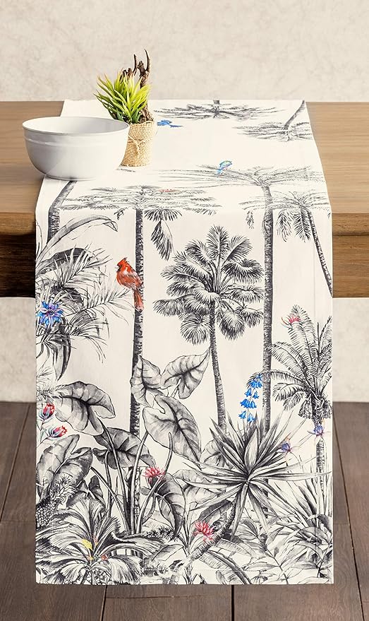 Maison d' Hermine Table Runner 100% Cotton Single Layer Table Runners 60 inches Long for Thanksgiving Christmas Decorations Home Kitchen Dining Party Wedding (Amazonia, 14.5" x 60")