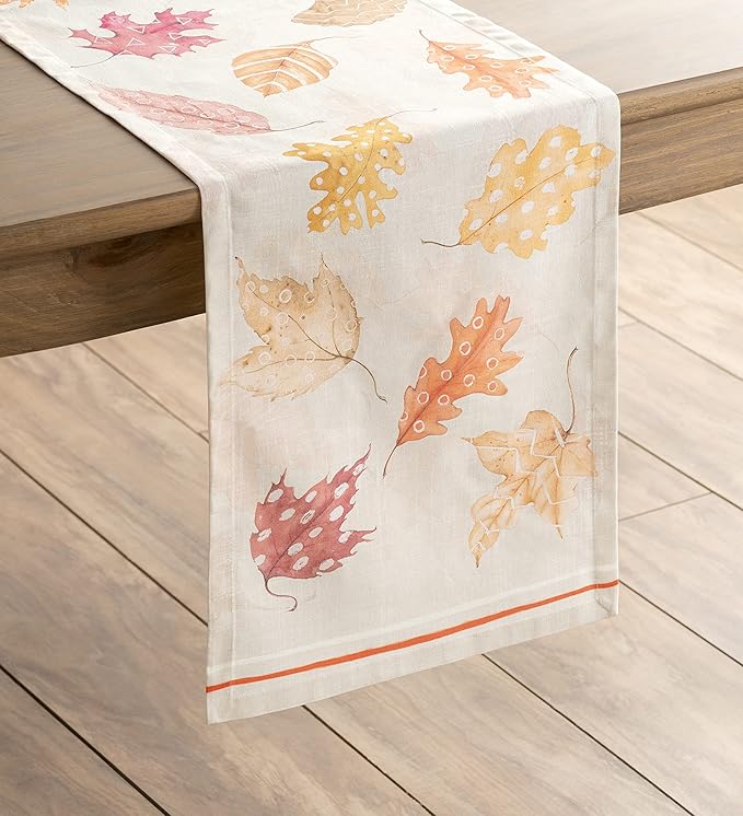 Maison d' Hermine Table Runner 100% Cotton Single Layer Table Runners 72 inches Long for Thanksgiving Christmas Decorations Home Kitchen Dining Party Wedding (Colours of Autumn, 14.5" x 72")