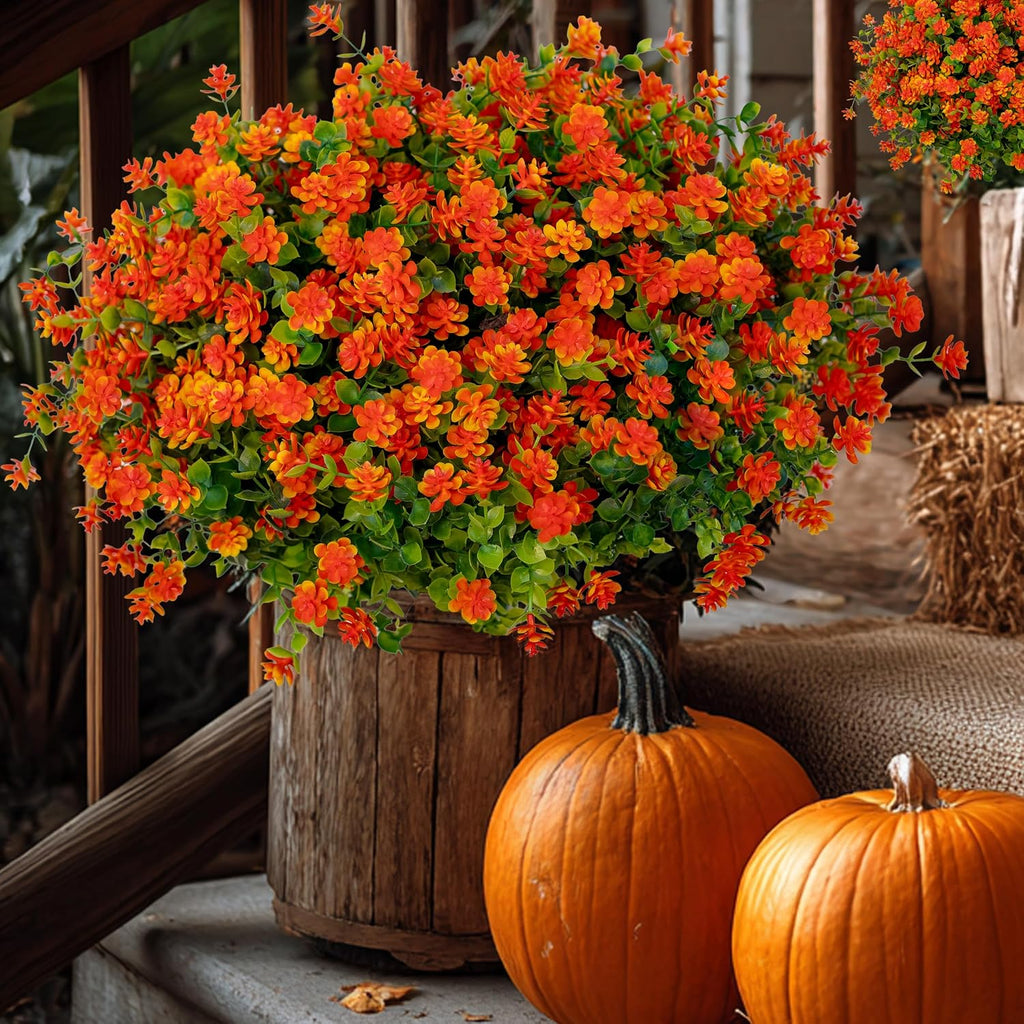 axylex artificial mums for outdoors, fake fall flowers, side view