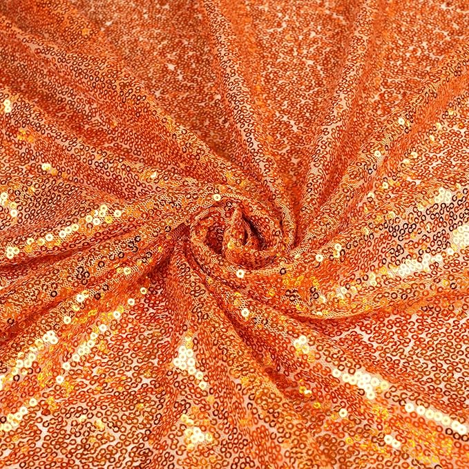 Poise3EHome Orange Sequin Backdrop Curtain, 2 Panels 2FTx8FT Glitter Background for Party Halloween Birthday Party Wedding Christmas Thanksgiving Holiday Festival Decor