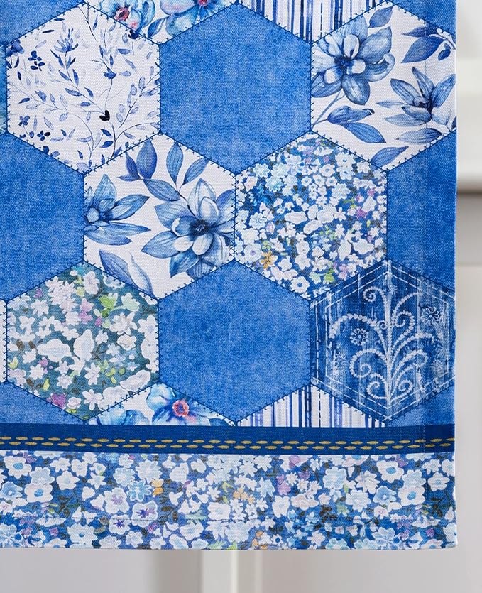 Maison d' Hermine Table Runner 100% Cotton Single Layer Table Runners 108 inches Long Decorative for Home Kitchen Dining Party Wedding Bridal Shower Spring Summer (Summer Blues, 14.50" x 108")