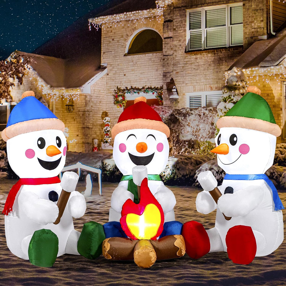 joiedomi 6 ft long christmas inflatable snowman with, main product view