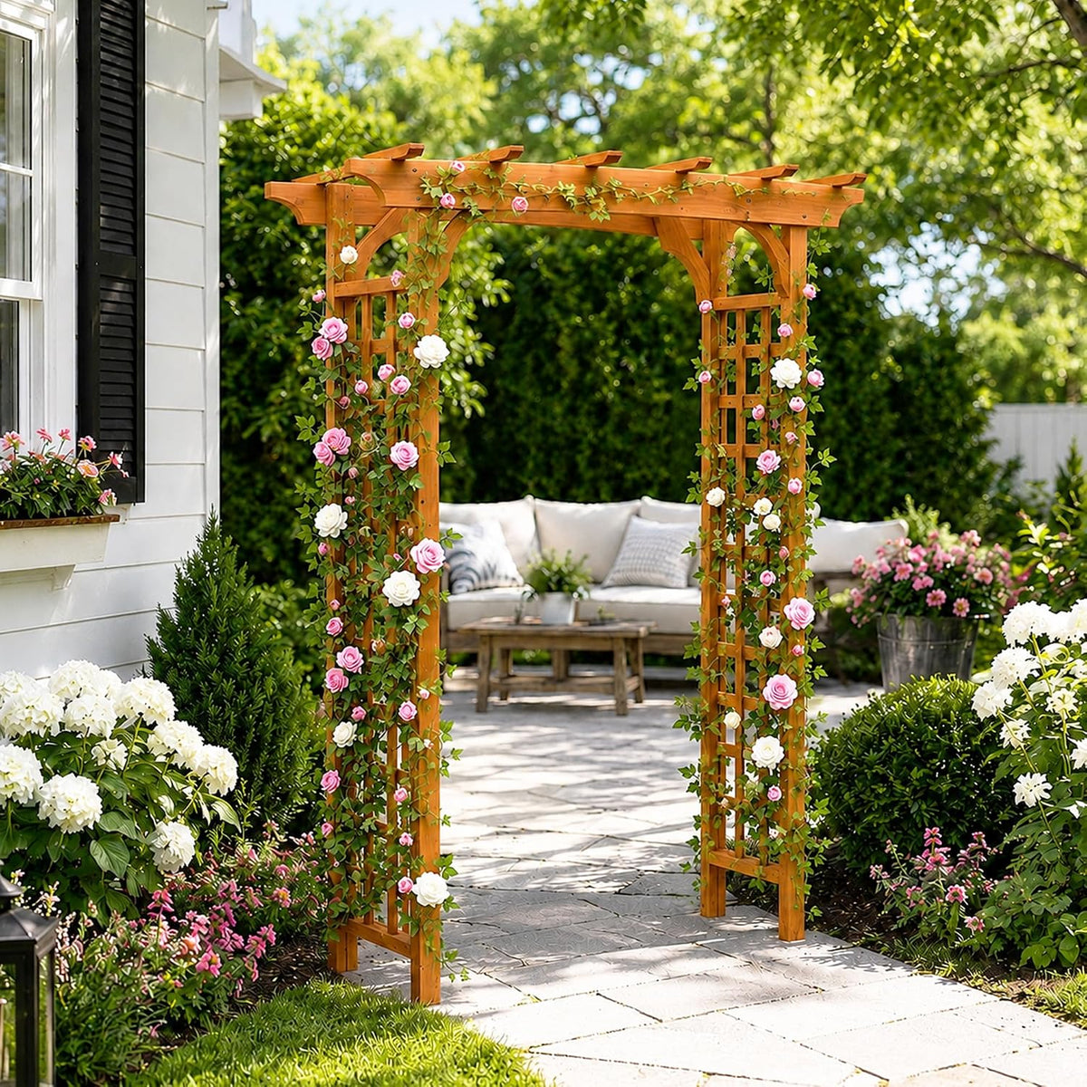 Solid Fir Wood Garden Arch Trellis for Climbing Plants Outdoor