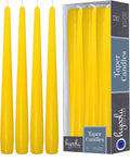 Hyoola Tall Taper Candles - 10 Inch Yellow Unscented Dripless Taper Candles - 8 Hour Burn Time - 12 Pack