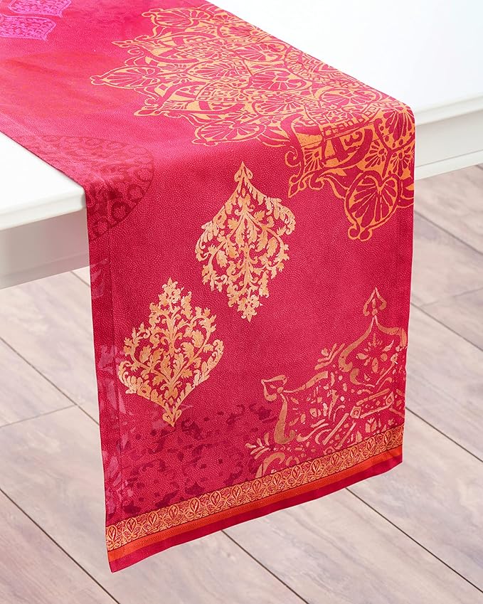 Maison d' Hermine Table Runner 100% Cotton Single Layer Table Runners 108 inches Long for Thanksgiving Christmas Decorations Home Kitchen Dining Party Wedding (Versailles, 14.5" x 108")
