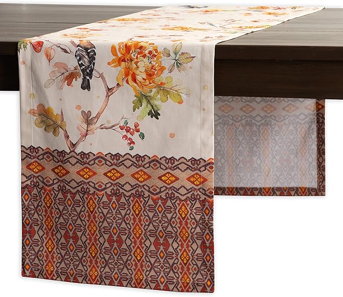 Maison d' Hermine Table Runner 100% Cotton Single Layer Table Runners 60 inches Long for Thanksgiving Christmas Decorations Home Kitchen Dining Party Wedding (Kelim - Prairie, 14.5" x 60")