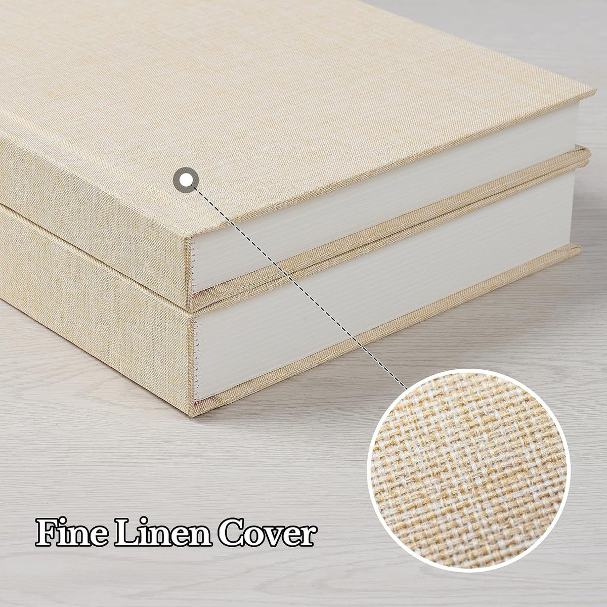 Pssoss 8x10 Photo Album with Writing Space, Linen Cover, 20 Photos, Beige