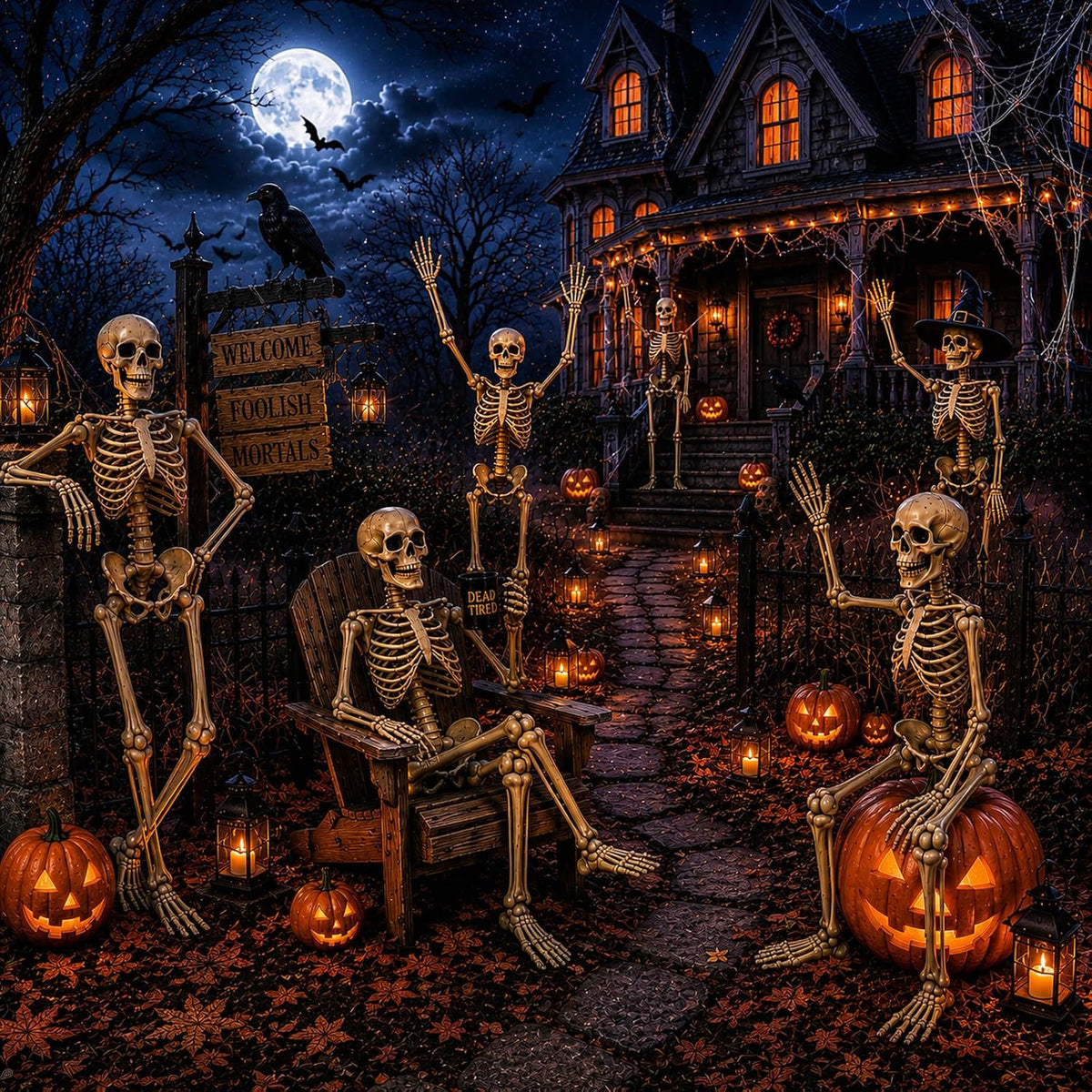 5.4FT Halloween Skeleton Decorations,Posable Human Skeleton Decorations for H...