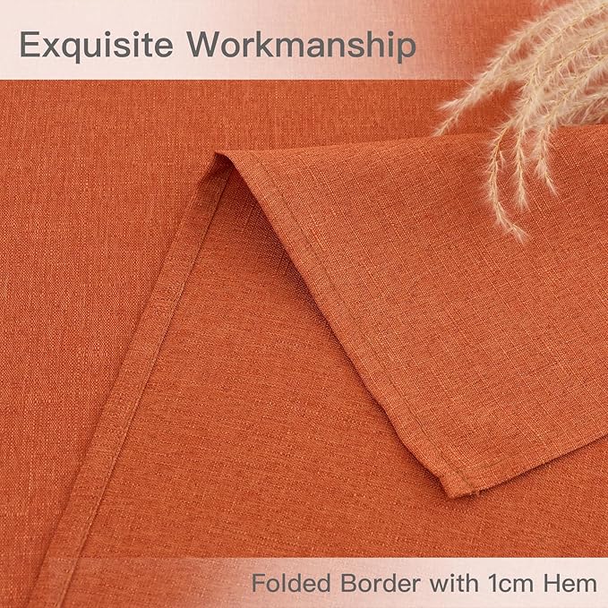maxmill Linen Textured Rectangular Tablecloth Water Resistance Antiwrinkle Spillproof Fall Table Cloth for Dining Room, Thanksgiving Party Holiday Dinner, Halloween Tablecloths, 60 x 108 Inch, Rust
