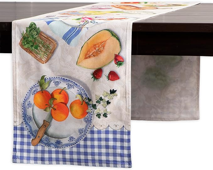 Maison d' Hermine Table runner 100% Cotton Double Layer Table Runners 108 inches long Decorative for Home Kitchen Dining Party Baby Shower Wedding Bridal Shower Spring Summer (Gourmand, 14.50" x 108")