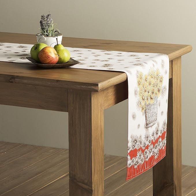Maison d' Hermine Table Runner 100% Cotton Single Layer Table Runners 48 inches Long for Thanksgiving Christmas Decorations Home Kitchen Dining Party Wedding (Bagatelle, 14.5" x 48")