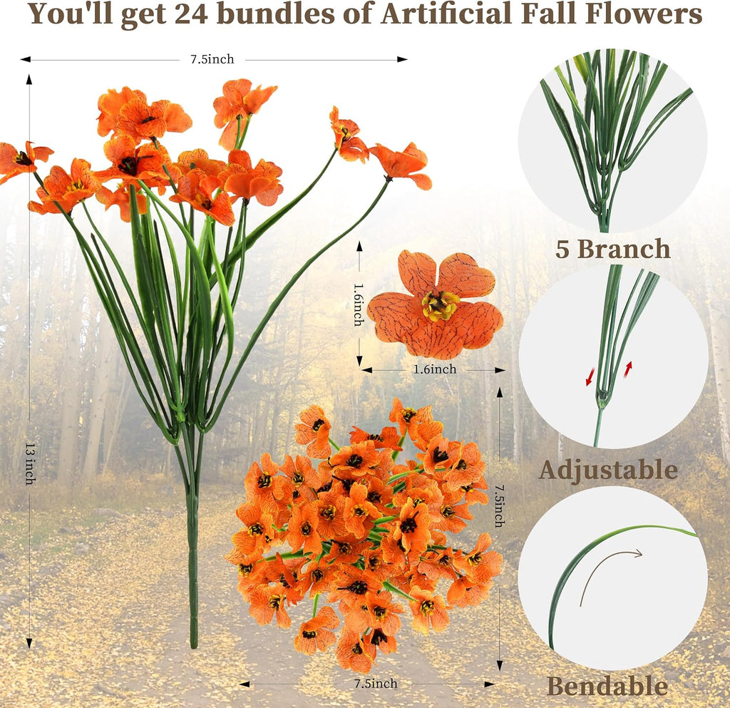 coloplay artificial mums for outdoors, 24 bundles fake, close-up detail