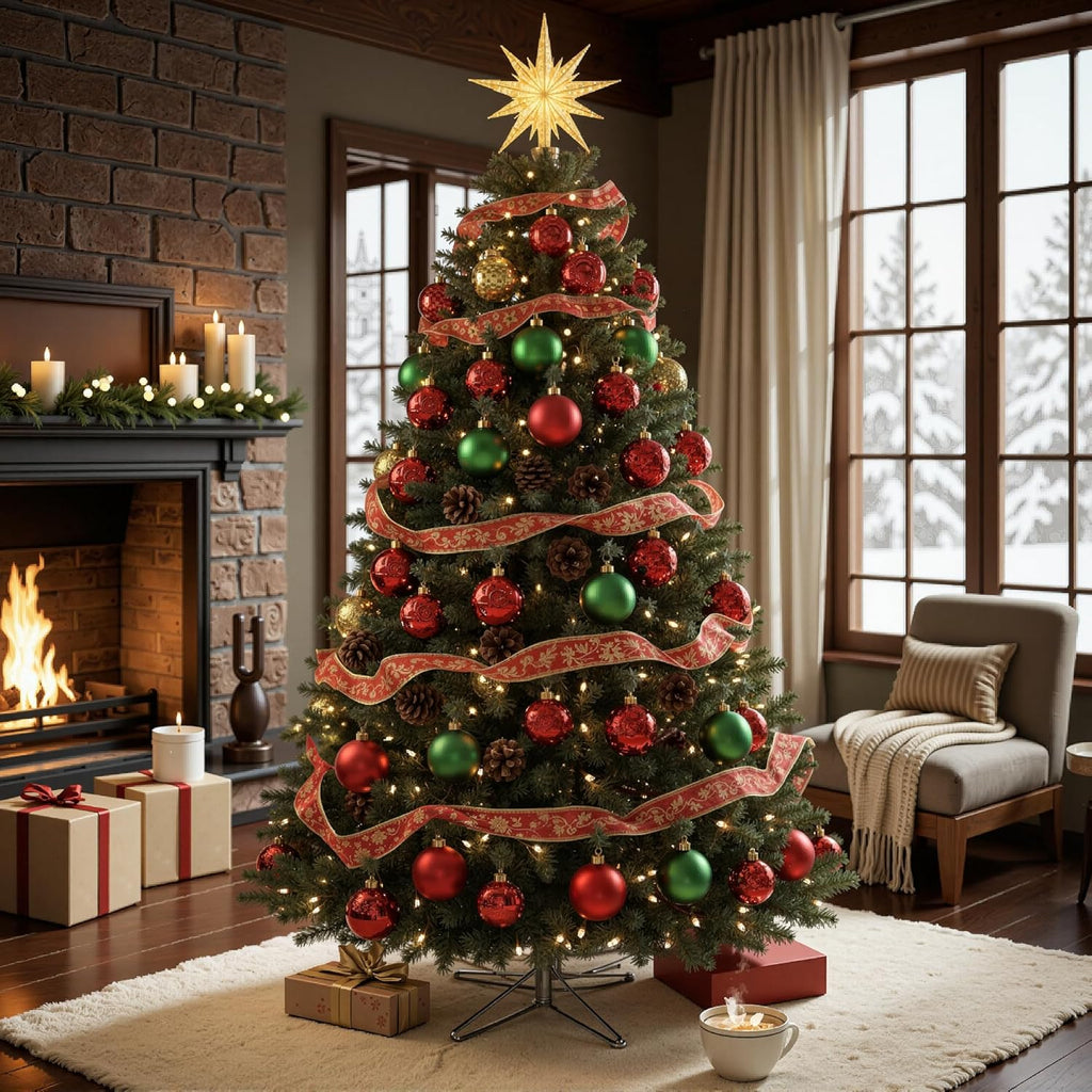 6 ft pre-lit christmas tree spruce with remote, view 9
