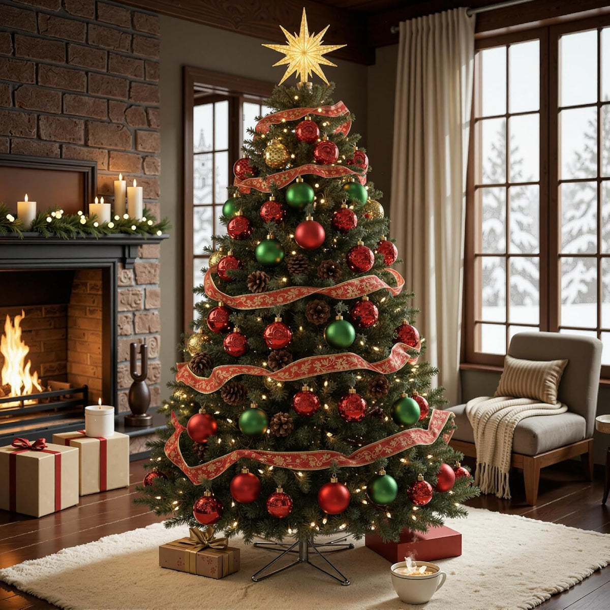 6 ft pre-lit christmas tree spruce with remote, view 9