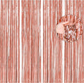 BTSD-home 4 Pack Rose Gold Foil Fringe Curtain, Metallic Photo Booth Backdrop Tinsel Door Curtains for Wedding Birthday Bridal Shower Baby Shower Bachelorette Christmas Party Decorations(3ft x 8ft)